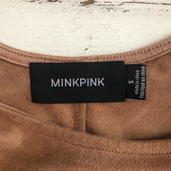 MinkPink Suede Sleeveless Lazer Cut Dress - Picture 6 of 7